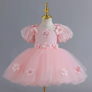 ガールズドレス 子供ドレス リボン付き フラワー ピアノやバイオリンの発表会 結婚式に ガールズ