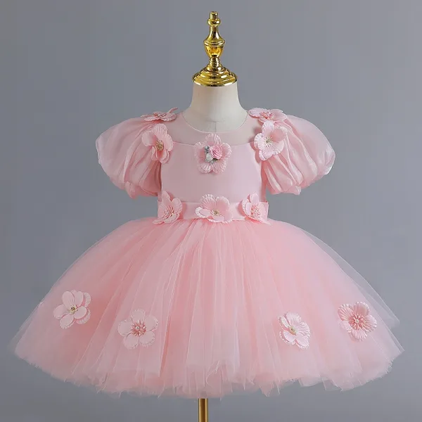 ガールズドレス 子供ドレス リボン付き フラワー ピアノやバイオリンの発表会 結婚式に ガールズ